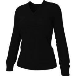 Callaway Women's Merino Blend V Neck Sweater -Golf Sports Store Womens Merino Blend V Neck Sweater BLACK 2